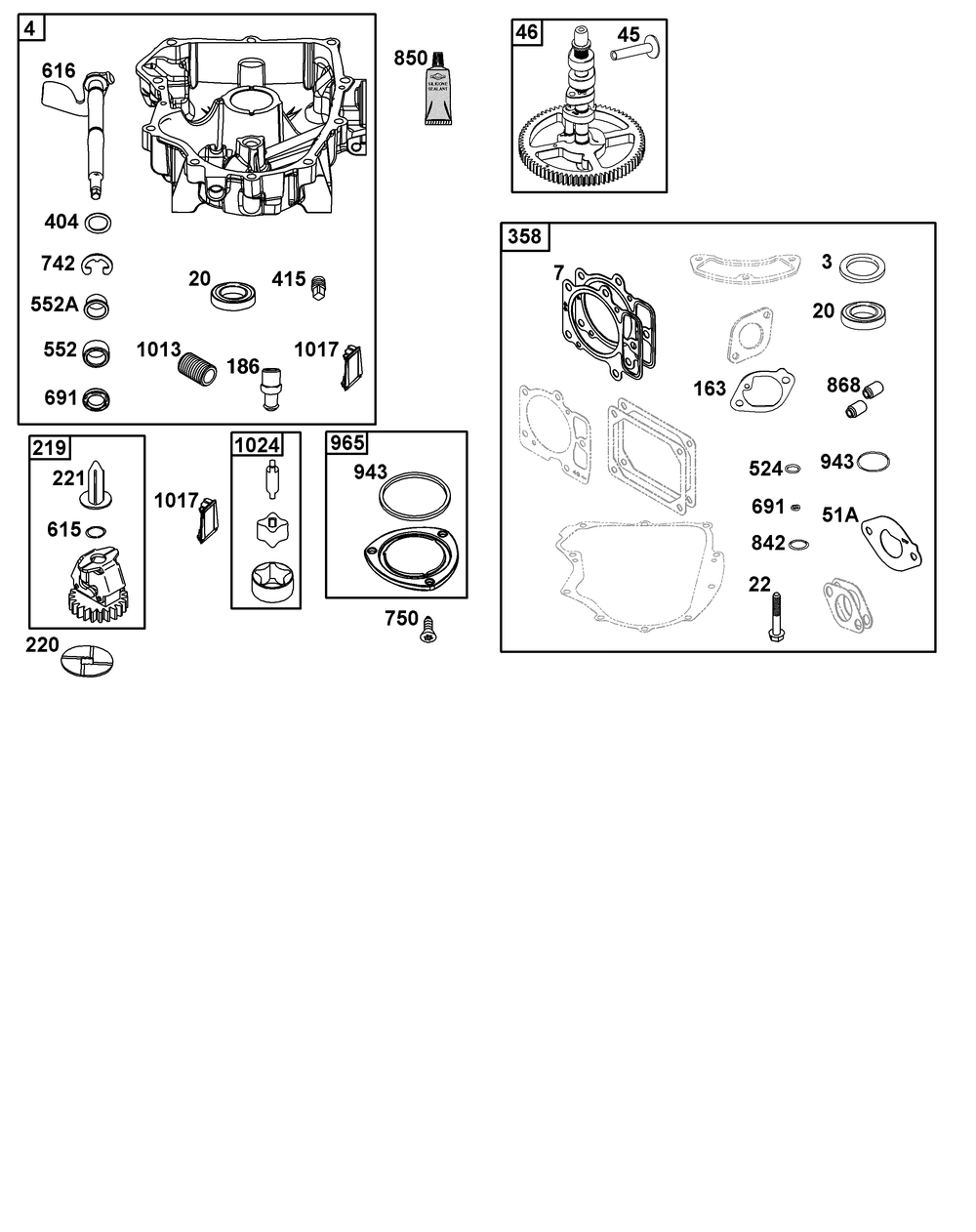 Crankcase Cover/Sump Group Diagram and Parts List for 40N777-0021-B5 400000 - 699999 Briggs and Stratton Engine